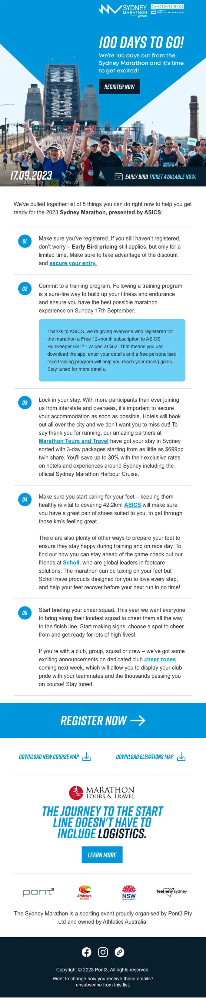 Sydney Marathon promotional email, full length