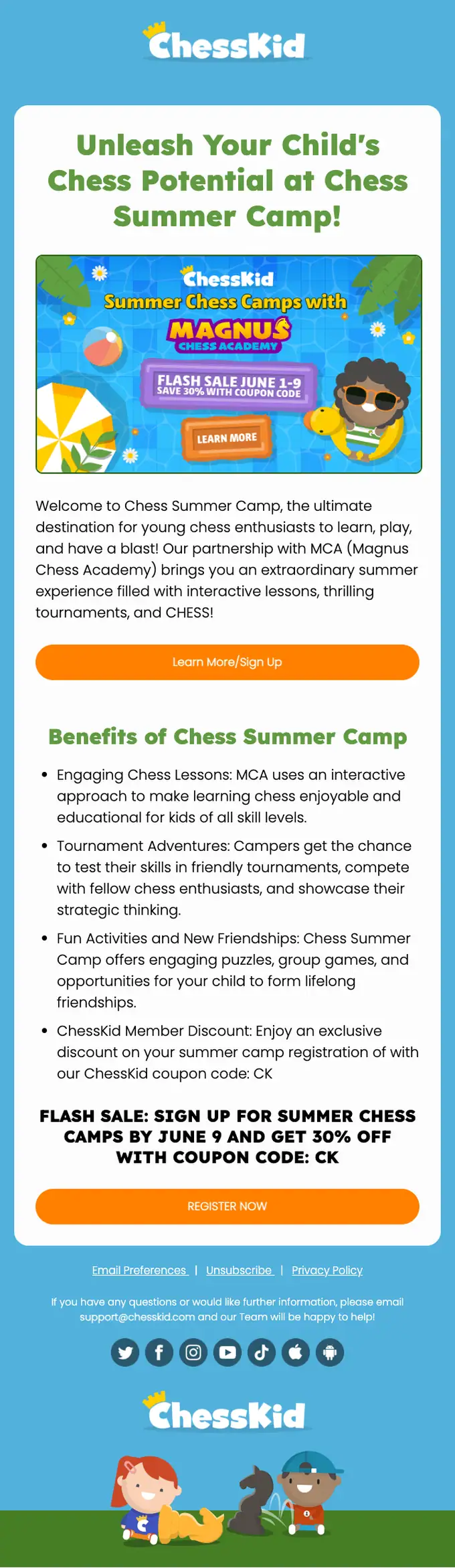 ChessKid promotional email, full length