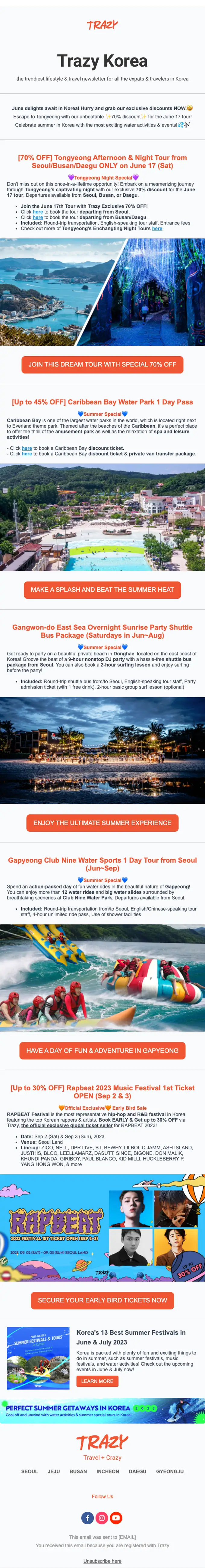 Trazy promotional email, full length