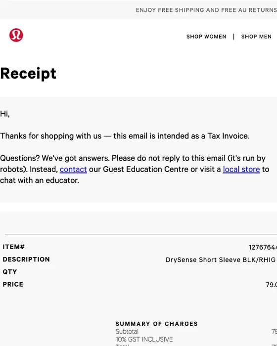 lululemon email