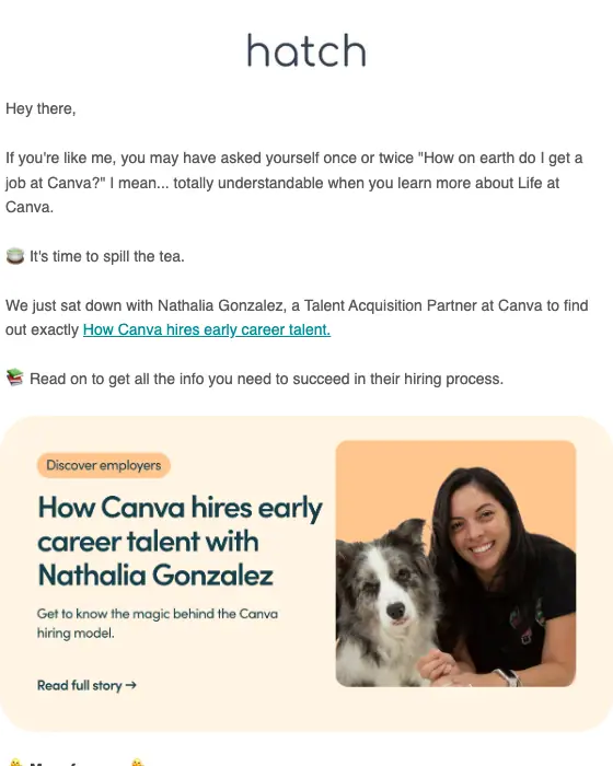 Hatch newsletter email