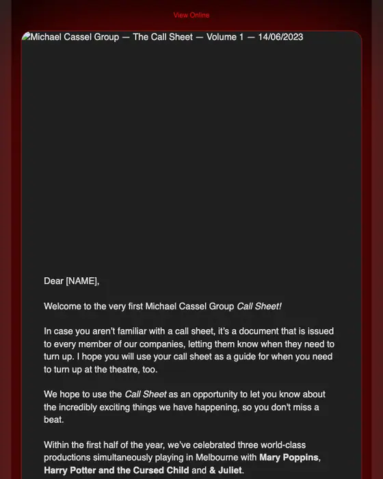 Michael Cassel Group newsletter email