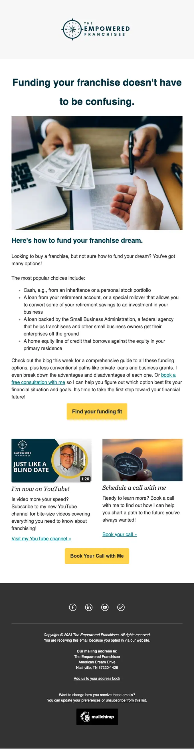 The Empowered Franchisee promotional email, full length