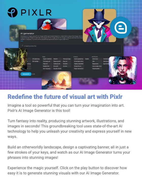 Pixlr product launch email