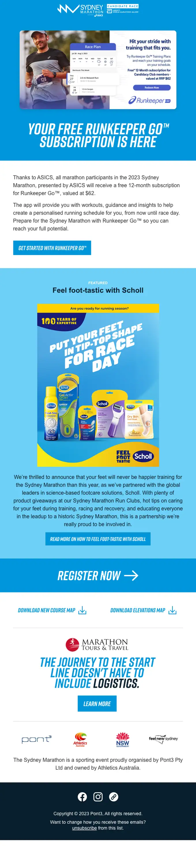 Sydney Marathon promotional email, full length