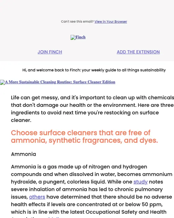 Finch newsletter email