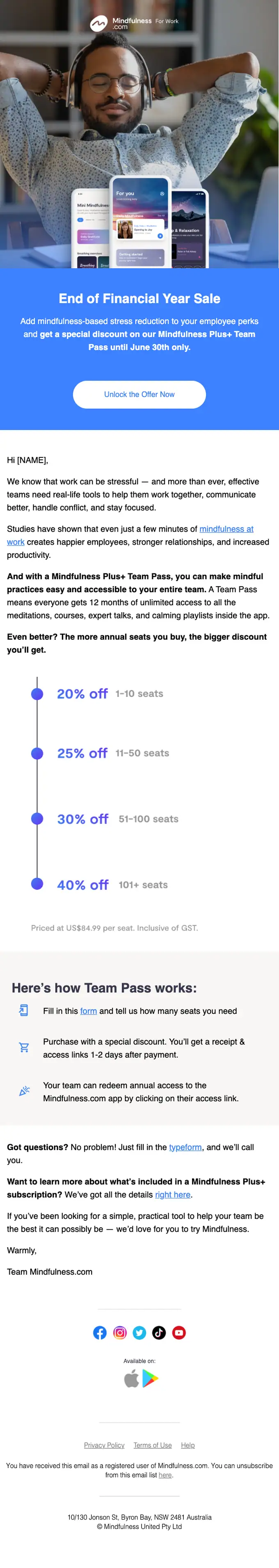Mindfulness.com sale email, full length