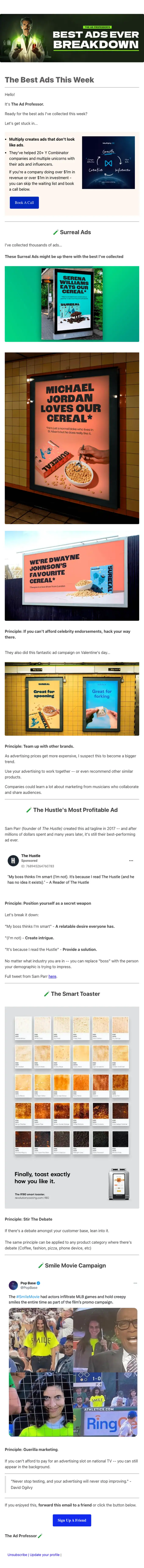 Marketing Plug newsletter email, full length