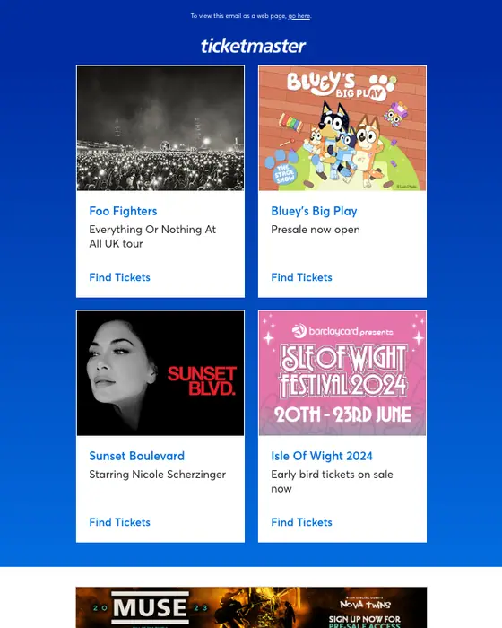 Ticketmaster newsletter email