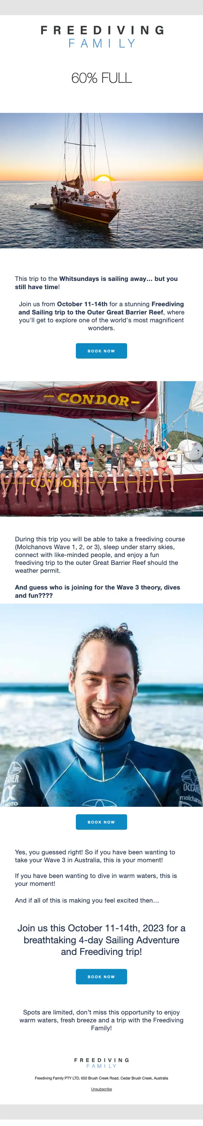 Freediving Family promotional email, full length