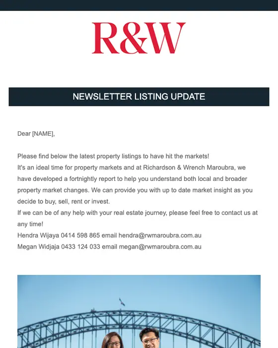 Richardson & Wrench Maroubra newsletter email