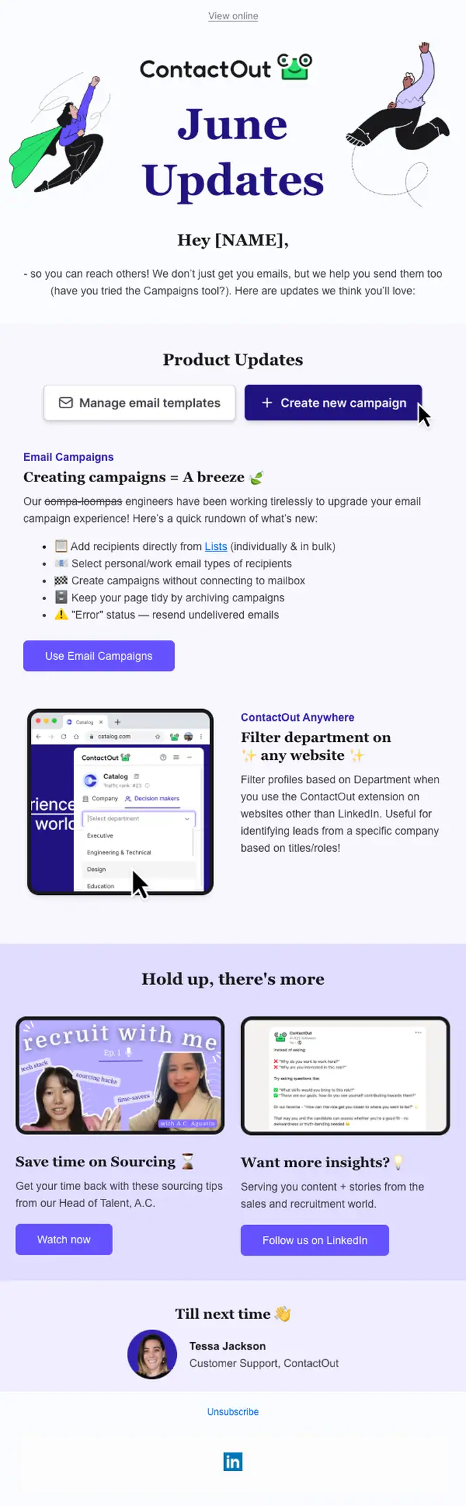 ContactOut product launch email, full length
