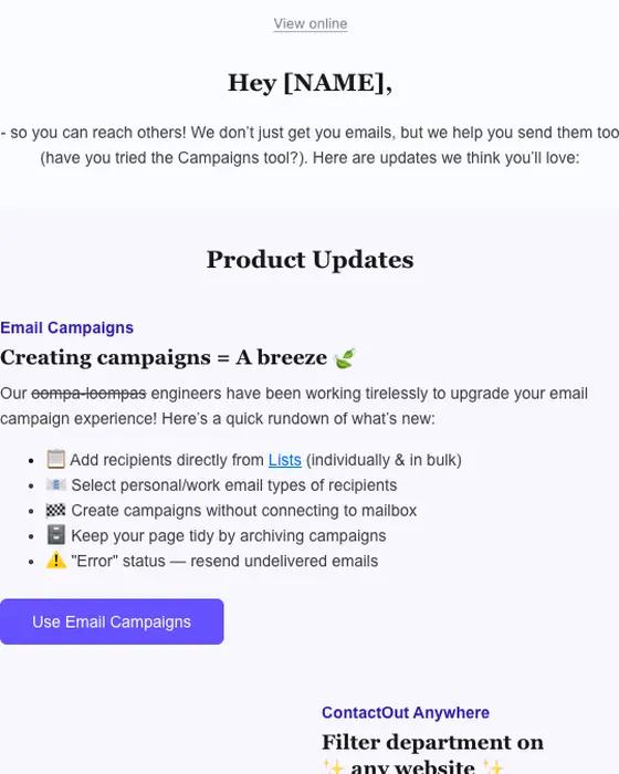 ContactOut product launch email