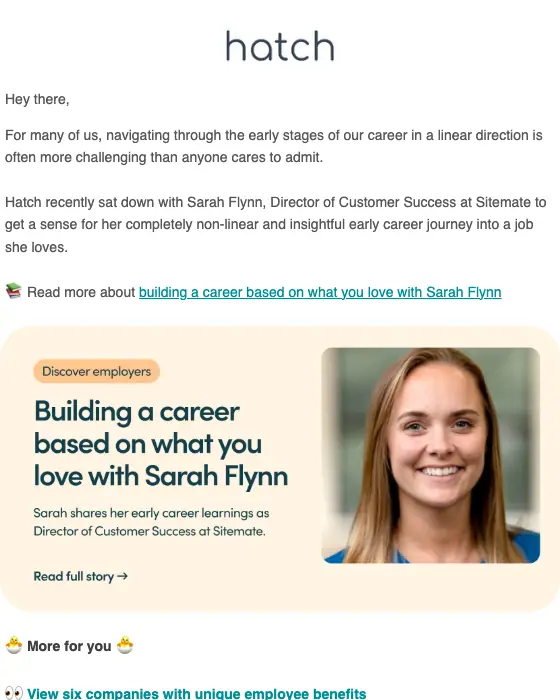 Hatch Community newsletter email