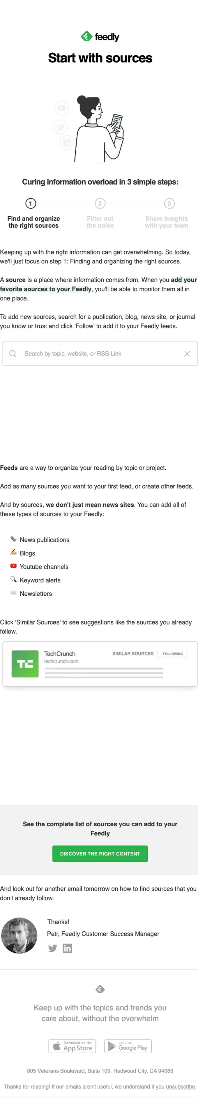 Feedly onboarding email, full length