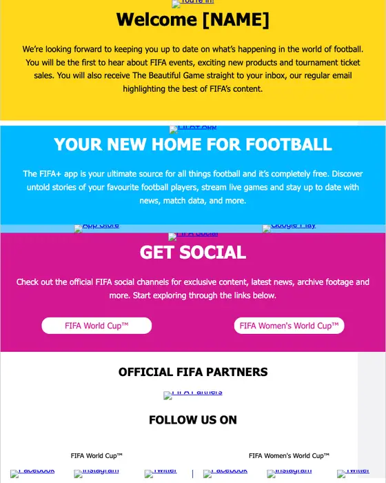 FIFA welcome email