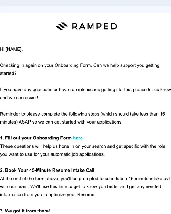 Ramped account notice email