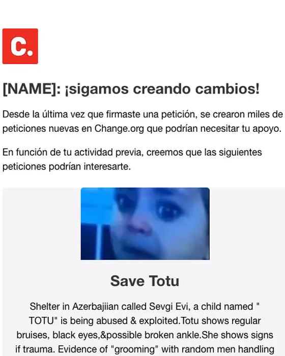 Change.org re engagement email