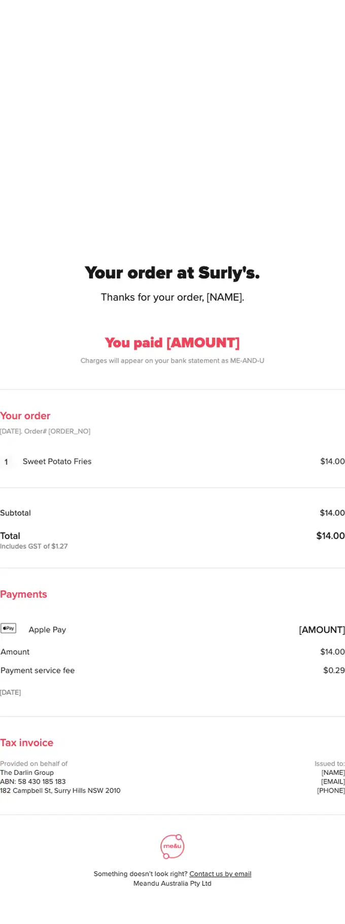 me&u receipt email, full length