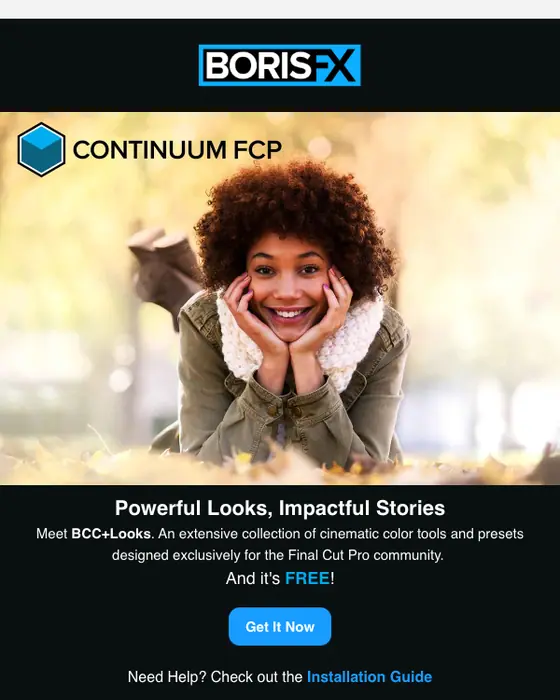 Boris FX promotional email