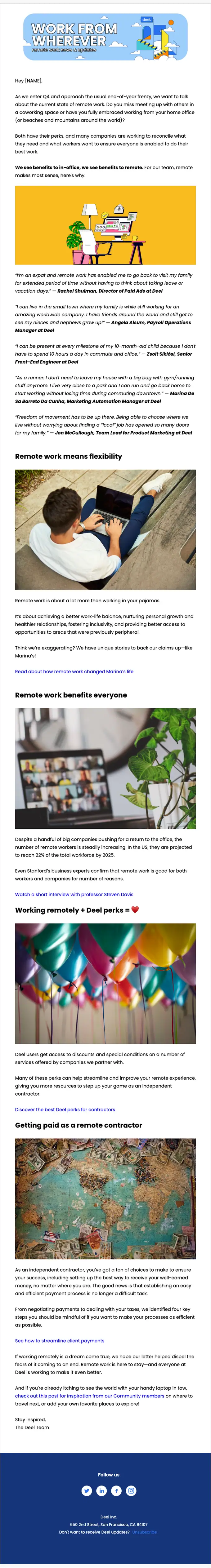 Deel newsletter email, full length