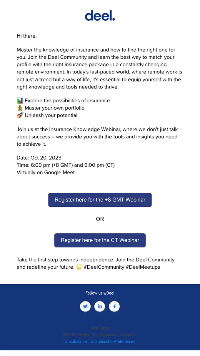 Deel webinar email, full length