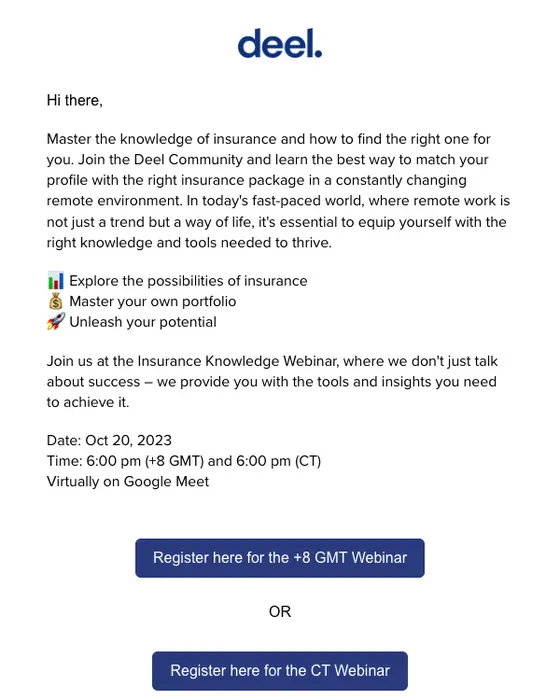 Deel webinar email