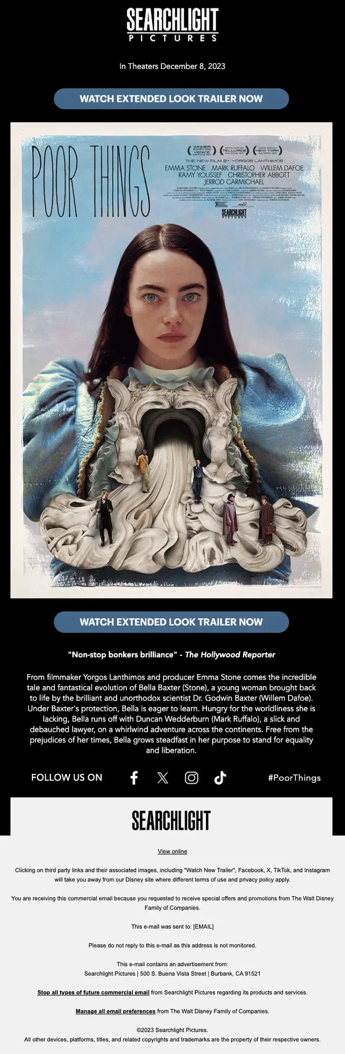 Searchlight Pictures promotional email, full length