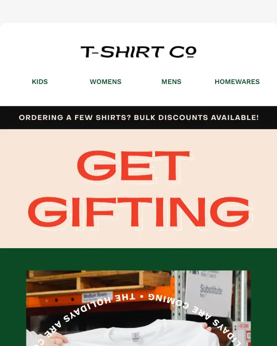 The T-Shirt Co seasonal email