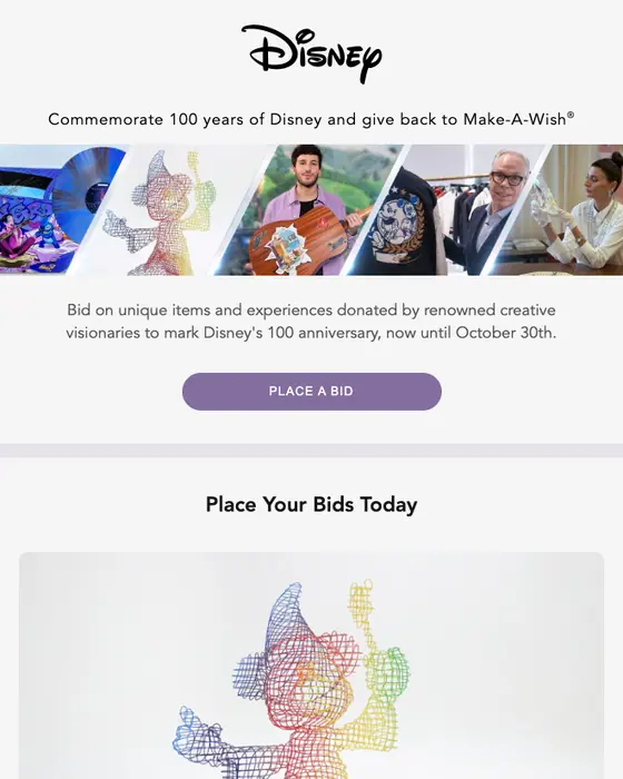 Disney Merchandise promotional email
