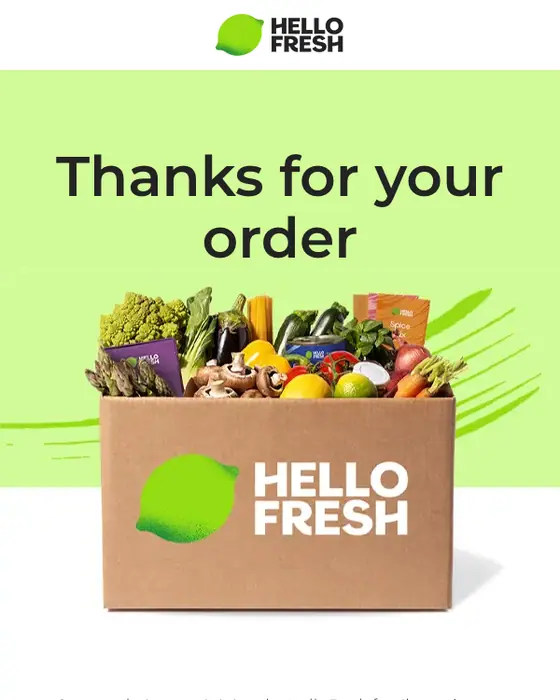 HelloFresh order confirmation email