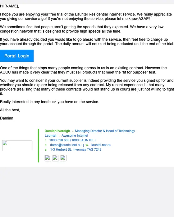 Launtel survey email