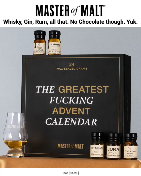 Master of Malt seasonal email