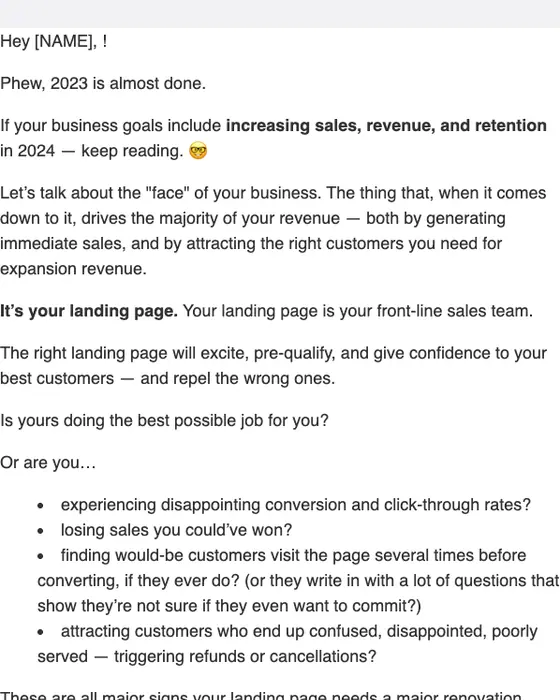 Stacking the Bricks promotional email