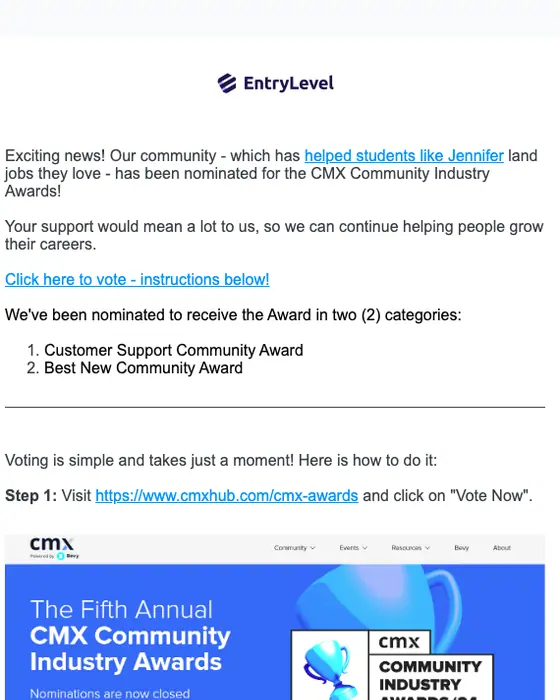 EntryLevel survey email