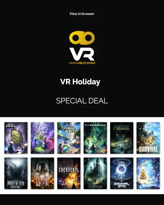VR Kingdom discount offer email