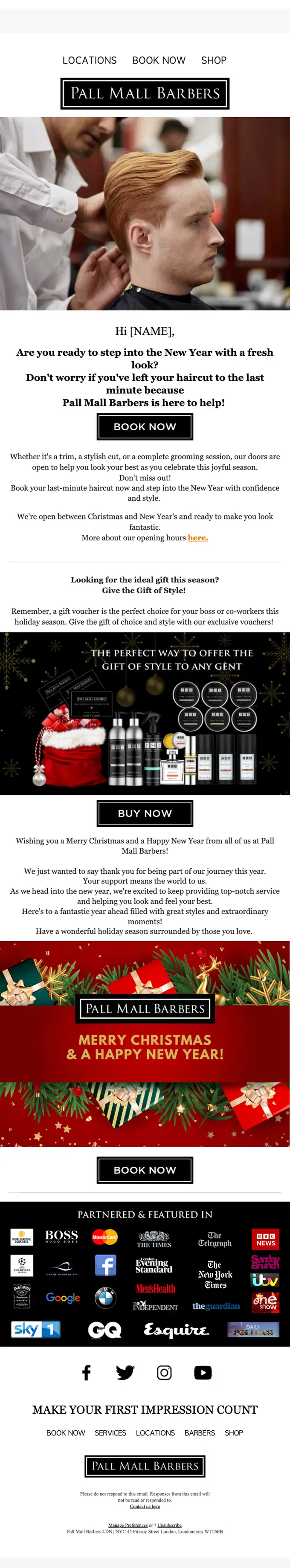 Pall Mall Barbers seasonal email, full length