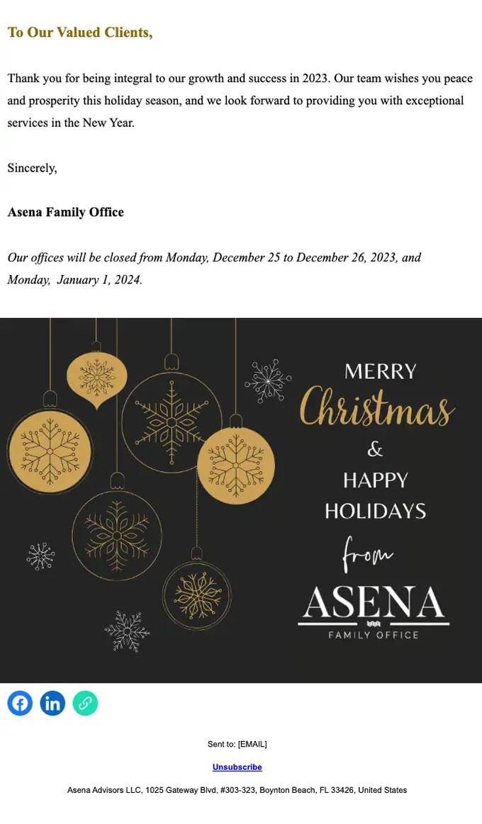 Asena Family Office seasonal email, full length