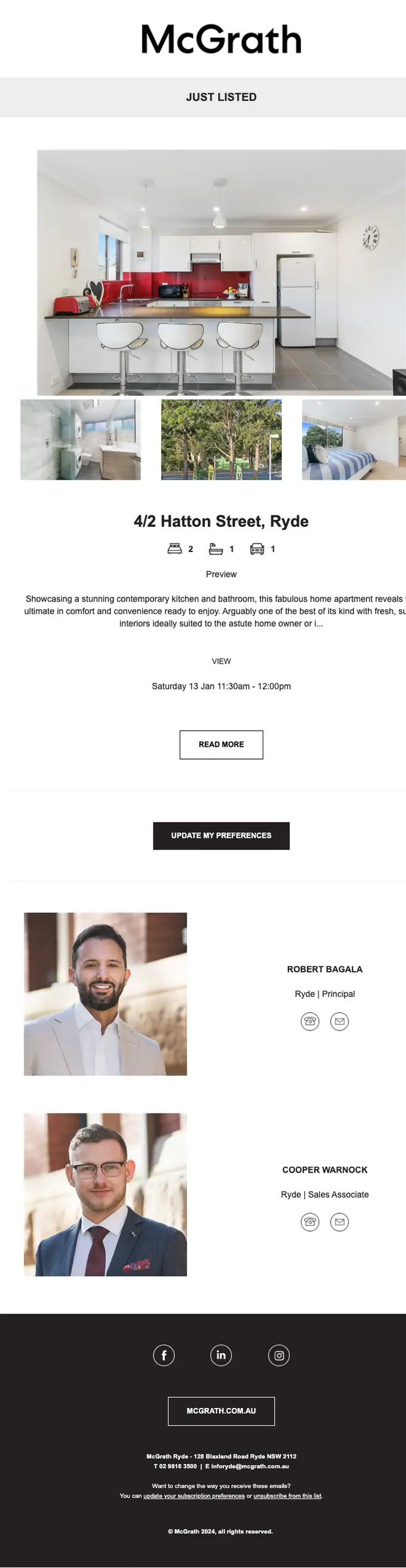 McGrath promotional email, full length