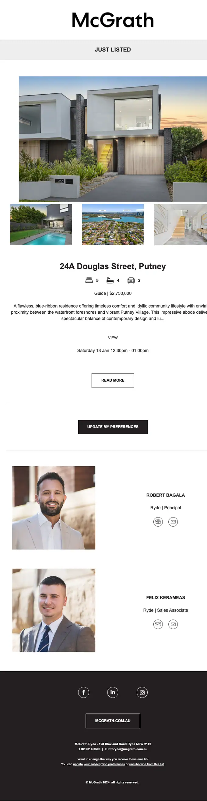 McGrath promotional email, full length