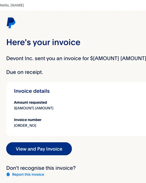 PayPal invoice email