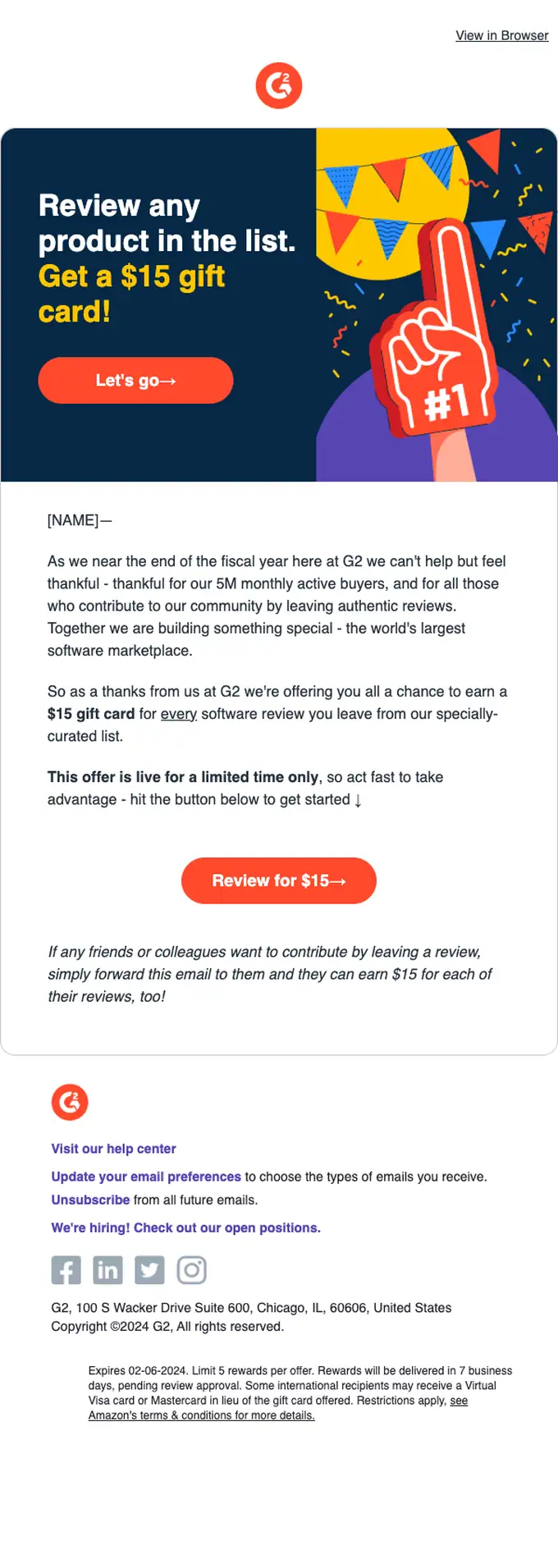 G2 survey email, full length