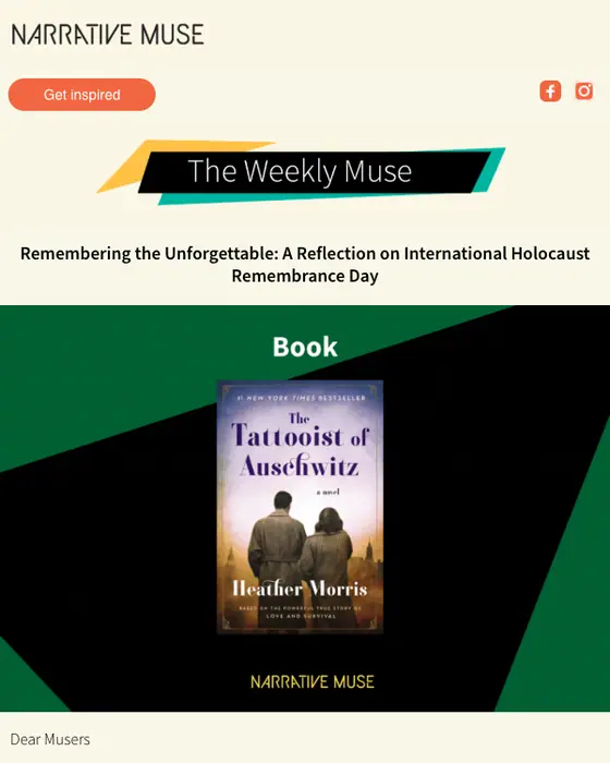 Narrative Muse newsletter email