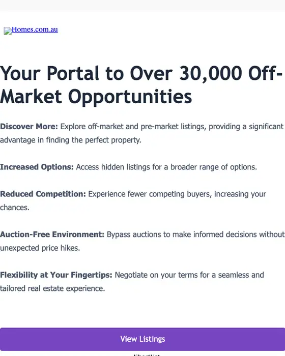 Homes.com.au promotional email
