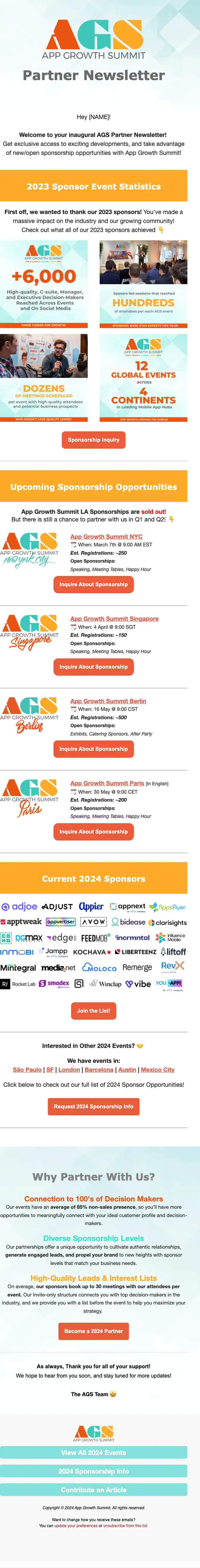 App Growth Summit newsletter email, full length