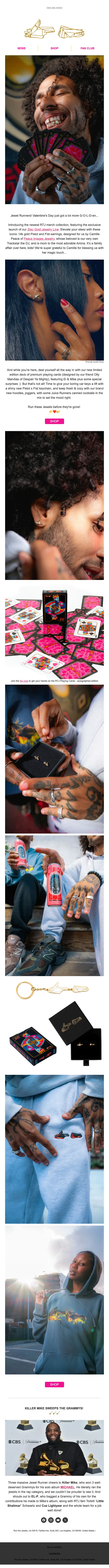 Run The Jewels product launch email, full length