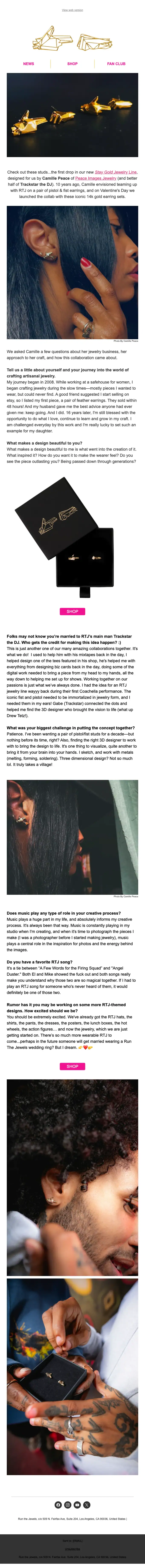 Run The Jewels product launch email, full length