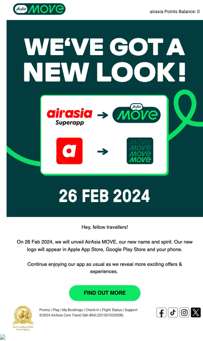AirAsia MOVE account notice email, full length