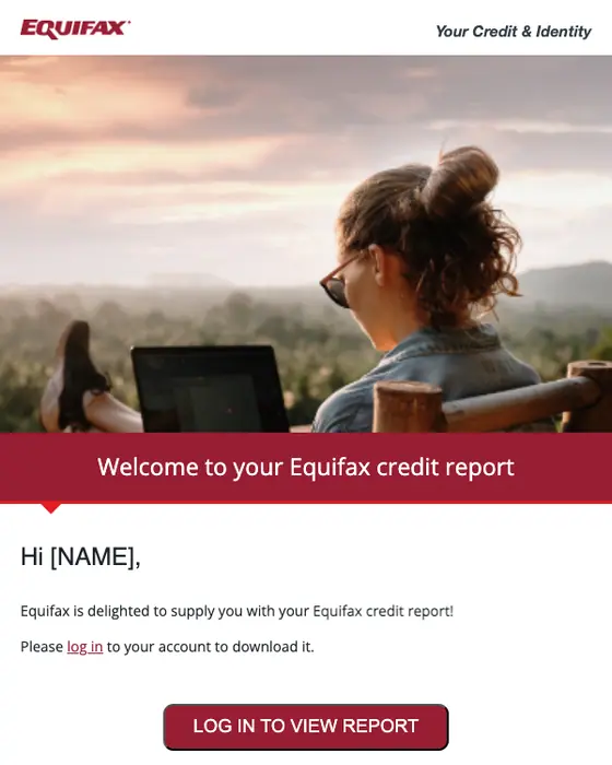 Equifax welcome email