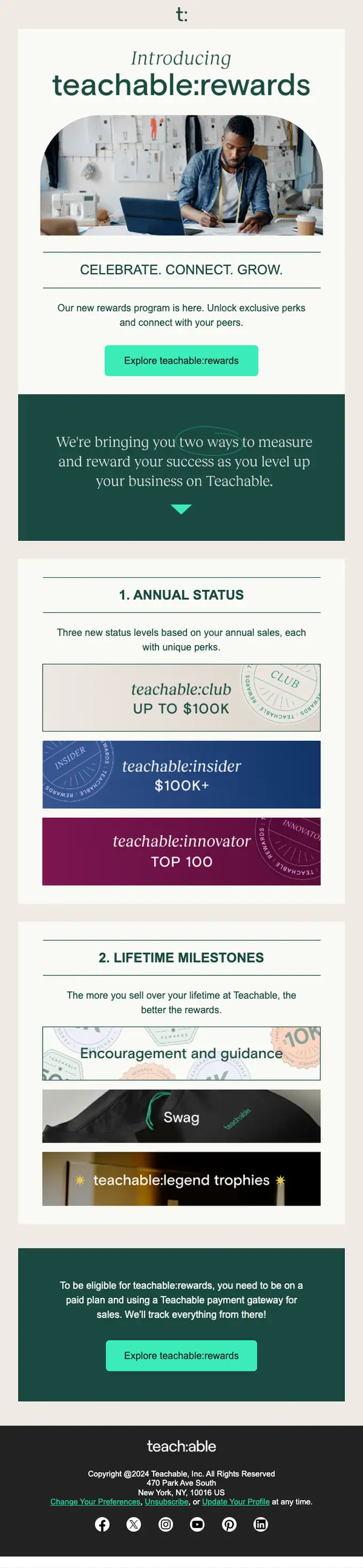 Teachable welcome email, full length